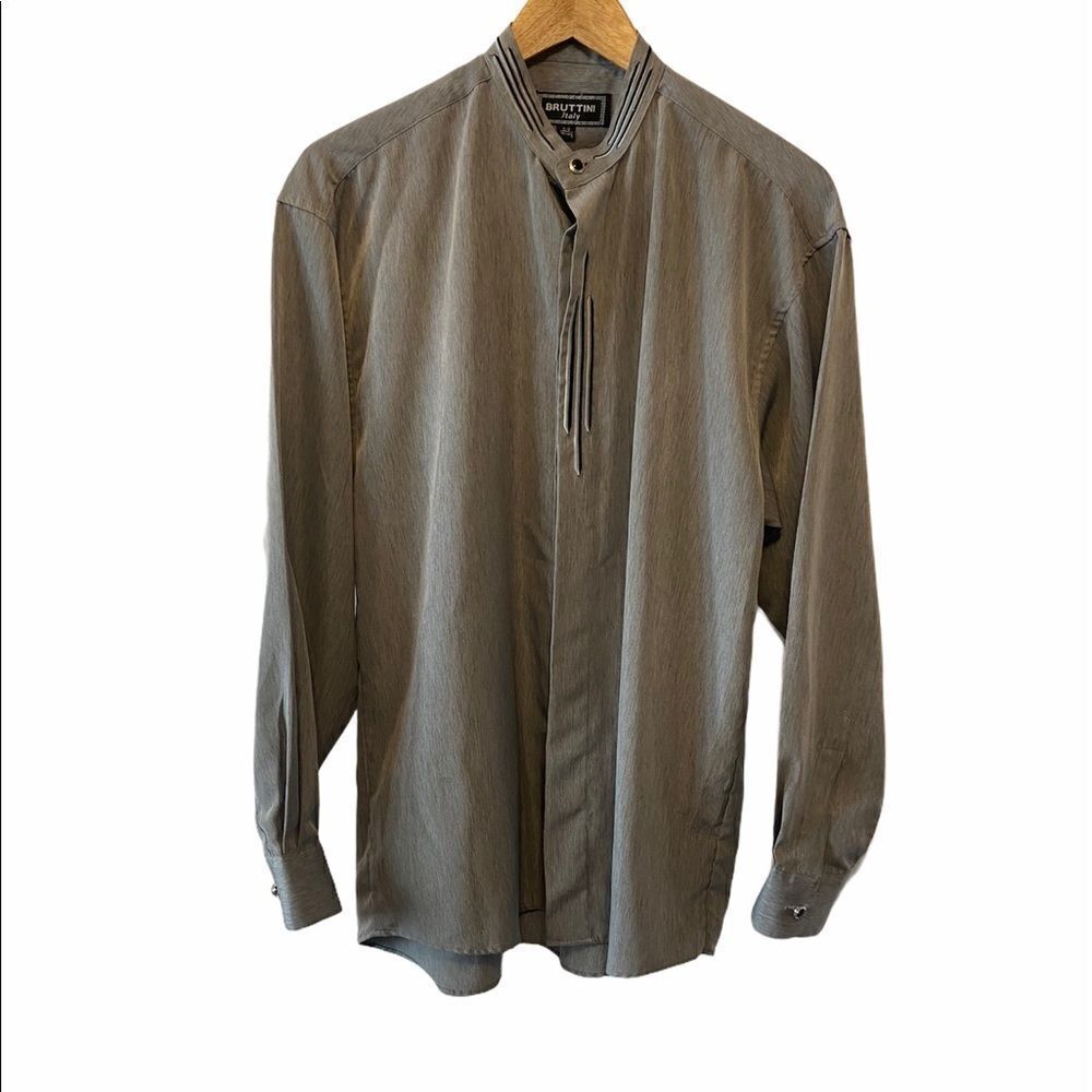 MENS BRUTTINI Grey Button Up Dress Shirt Italian S